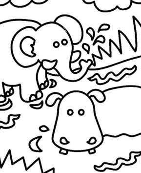 Eléphant et hippopotame01 - 10doigts.fr