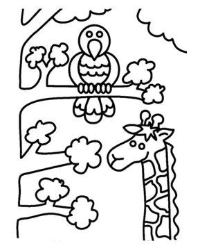 Girafe et oiseau - 10doigts.fr