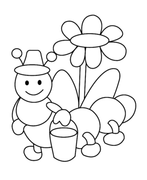 Fleurs et chenille 01 - 10doigts.fr