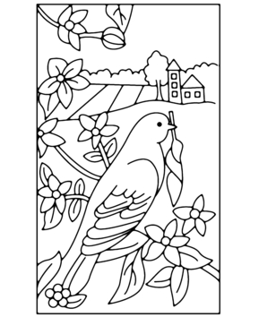 Fleurs et oiseau 01 - 10doigts.fr