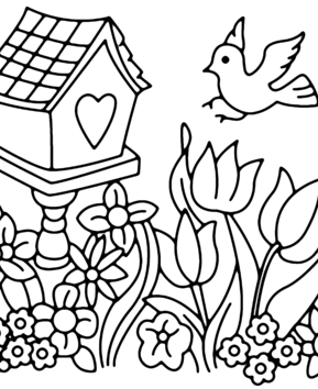 Fleurs et oiseau 02 - 10doigts.fr