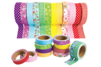 Fabric tape - set de 12 rouleaux   - Adhésifs colorés et Masking tape - 10doigts.fr