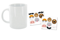 coffret mugs et stickers cadeau - Supports en céramique à décorer - 10doigts.fr