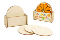 Dessous de verre en bois + support de rangement - Objets bois pour la cuisine - 10doigts.fr