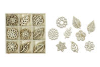 feuille fleurs en bois décoration scrapbooking - Déco en bois brut - 10doigts.fr
