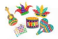 Formes Carnaval + gommettes - 5 formes - Kits créatifs Carnaval - Activités manuelles et de bricolage pour Carnaval - 10doigts.fr