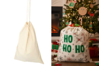 Grand Sac hotte du Père Noël en coton  - Supports de Noël - 10doigts.fr
