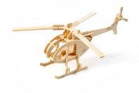 Hélicoptère 3D en bois naturel à monter - Maquettes en bois - 10doigts.fr