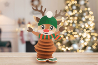 Kit de 6 rennes de Noël en rond de feutrine - Kits créatifs de Noël pour les enfants - 10doigts.fr