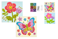 Kit tableaux sequins fleur et papillon 15 x 15 cm - Kits clés en main - 10doigts.fr
