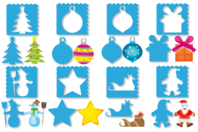 Lot 8 pochoirs + 8 tracettes NOËL  - Pochoirs fêtes - 10doigts.fr