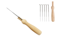 Manche bois + 5 aiguilles laine cardée - Feutrage, laine cardée - 10doigts.fr