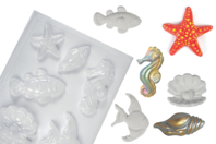 moule 6 motifs de la mer - Moules pour plâtre, savon, béton ... - 10doigts.fr