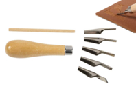 Outil Linogravure 5 gouges + manche - Linogravure - 10doigts.fr