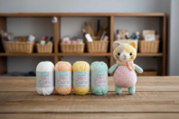 Pelotes mini Caline - 6 couleurs pastel - Fils à tricoter - 10doigts.fr