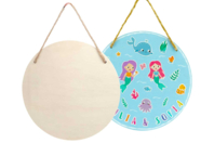 Plaque de porte ronde en bois à suspendre, 20 x 0,4 cm - Plaque de porte - 10doigts.fr