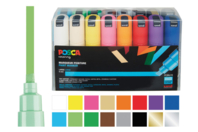 Pochette de 16 marqueurs POSCA pointes larges (4 à 8,5 mm) - couleurs vives assorties - Marqueurs POSCA - 10doigts.fr