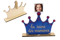 Porte-photo couronne en bois maman - Cadeaux pour le bureau de papa : personnalisez son espace de travail - 10doigts.fr