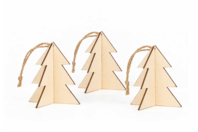 Sapins 3D à suspendre - Lot de 3 - Décorations de Noël en bois à décorer - 10doigts.fr