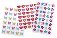 Set de 105 stickers avec strass - coeur, étoile, papillon - Stickers Fantaisies - 10doigts.fr