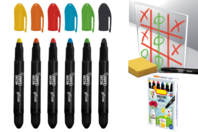 Set de 6 marqueurs grosses pointes pour vitres et fenêtres - couleurs vives - Crayons cire - 10doigts.fr