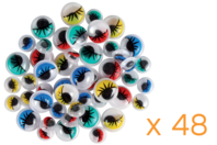 Yeux mobiles colorés Ø 5 mm et 10 mm - 48 yeux - Yeux mobiles - 10doigts.fr