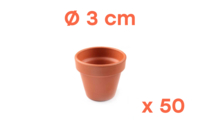 Pots en terre cuite Ø 3 cm - Hauteur 3 cm - 50 pots - Supports en céramique à décorer - 10doigts.fr