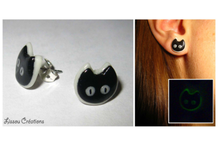 bo chats noir phosphorescent - Fimo, Cernit - 10doigts.fr