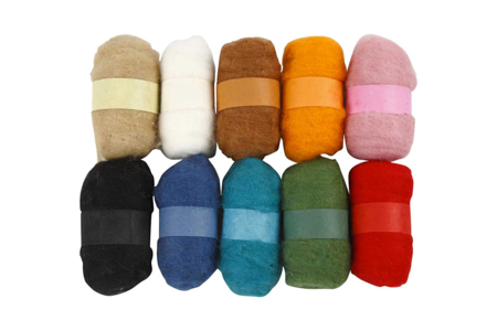 10 Pelotes de Laine Cardée - Feutrage, laine cardée – 10doigts.fr