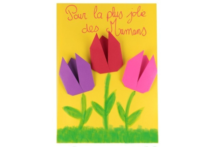 Tulipes origami fête des mères - Activités manuelles fête des mères – 10doigts.fr