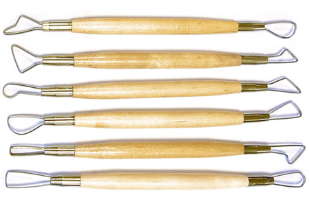 Set de 6 mirettes assorties avec manches en bois - Outils de Modelage – 10doigts.fr