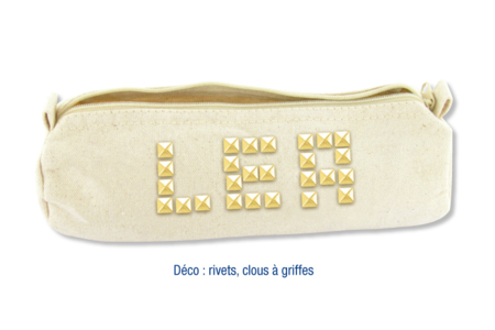 Trousse en coton naturel avec fermeture zippée + clous à griffe - Coton, lin - Textiles – 10doigts.fr