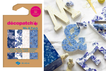 4 feuilles Decopatch Mix - Bleu - Papiers Décopatch – 10doigts.fr