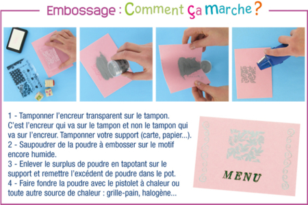 Poudres et encreur pour embossage - 10doigts.fr