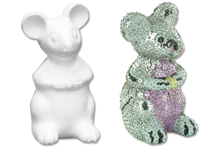 Souris en polystyrène 14 x 7 cm - Animaux en polystyrène – 10doigts.fr