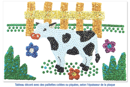 Carton plume ou plaque polystyrène : créations avec des paillettes cuvettes rondes à trou - Plaques en polystyrène – 10doigts.fr
