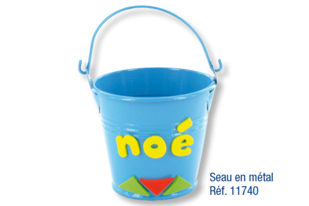 Mini seau en métal et lettres en caoutchouc souple auto-adhésif - Supports en Métal – 10doigts.fr