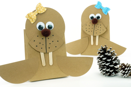 Activite Enfant Hiver Animaux Morse Papier Kraft - Activités manuelles enfants Hiver – 10doigts.fr