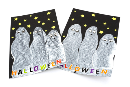 activite enfants fantome spatule - Activités manuelles Halloween – 10doigts.fr