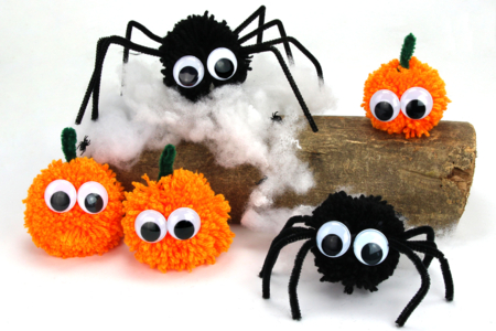 Activité Manuelle Halloween Pompons Araignées Citrouilles - Activités manuelles Halloween – 10doigts.fr
