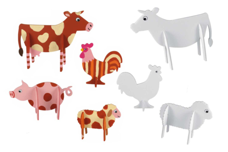 animaux carton plume ferme - Maquettes en papier – 10doigts.fr