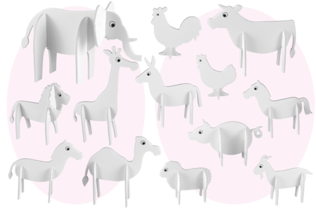 Animaux en carton mousse, à décorer et à assembler - Maquettes en papier – 10doigts.fr