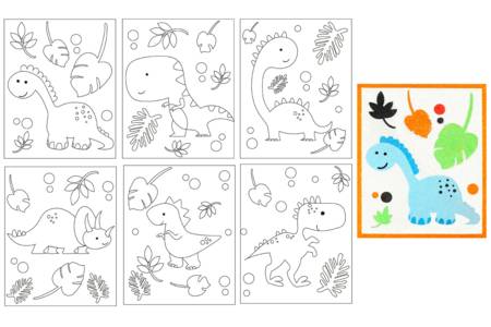 assortiment cartes à sabler dinos - Sables colorés – 10doigts.fr