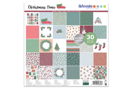 Bloc papaier Noël Artemio - 30 feuilles effet foil - Papiers créatif de Noël – 10doigts.fr