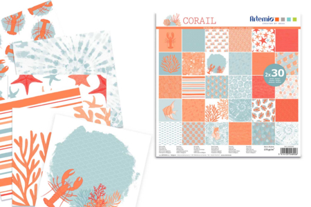 Bloc papier Corail, 30 x 30 cm - 60 feuilles - Papiers à motifs – 10doigts.fr
