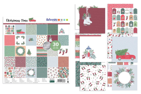 Bloc papier Noël, effet foil - 30 feuilles   - Papiers créatif de Noël – 10doigts.fr