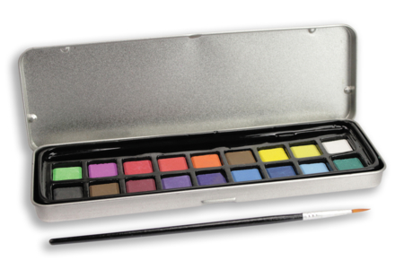 Boite aquarelle + pinceau  - Peinture aquarelle – 10doigts.fr