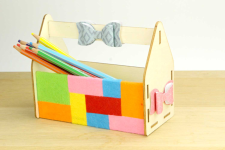 boite en bois maison feutrine - Boîtes en bois – 10doigts.fr