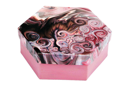 boite hexagonale marbling - Boîtes en carton – 10doigts.fr