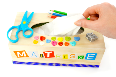 Boite mouchoir Merci Maitresse - Activités manuelles cadeaux maitresses, maitres, ATSEM, AESH, nounous... – 10doigts.fr